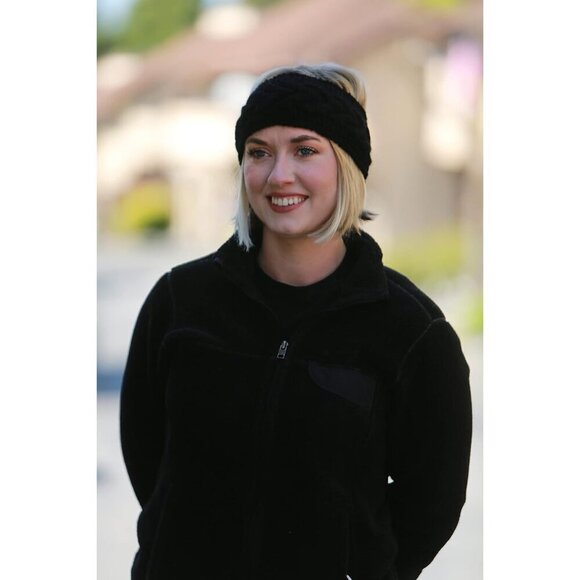 Womens Wool Headband Thick Wide Ear Warmer Winter Summer Black main image 4